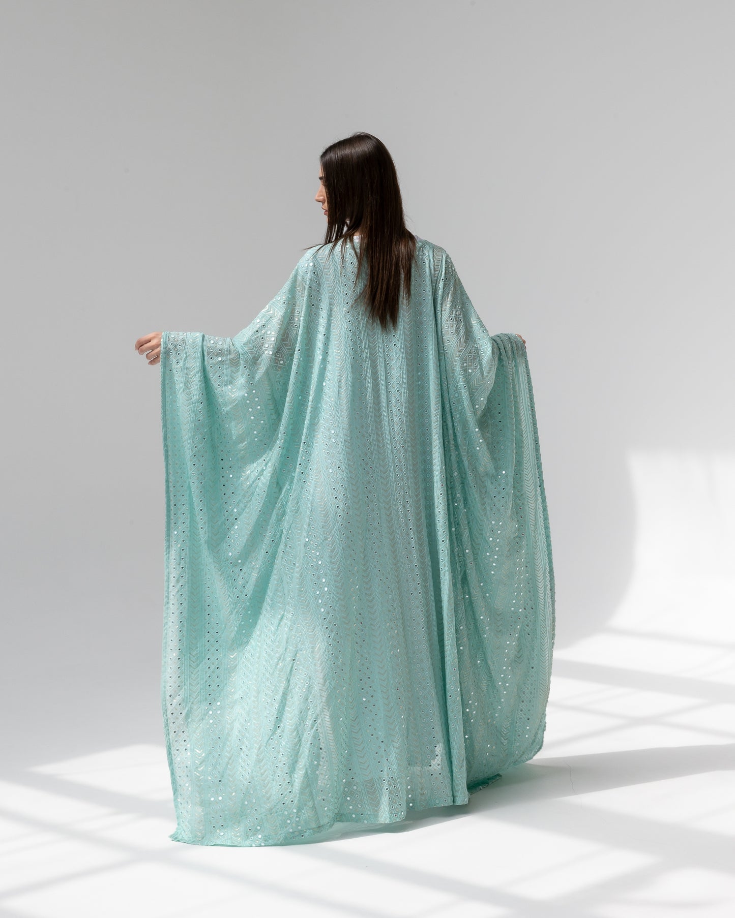 Mint Green Kaftan with Embroidered Dress