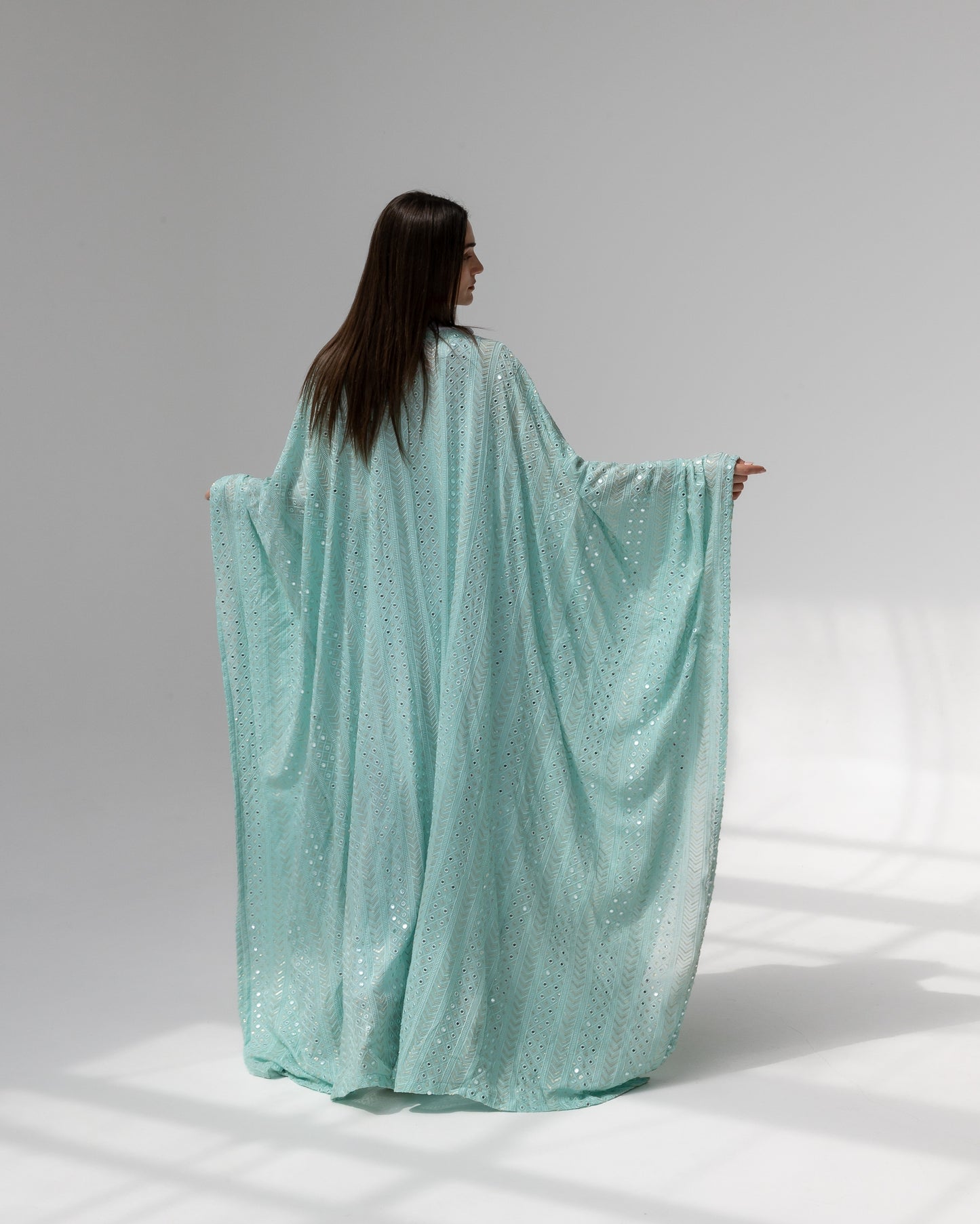 Mint Green Kaftan with Embroidered Dress
