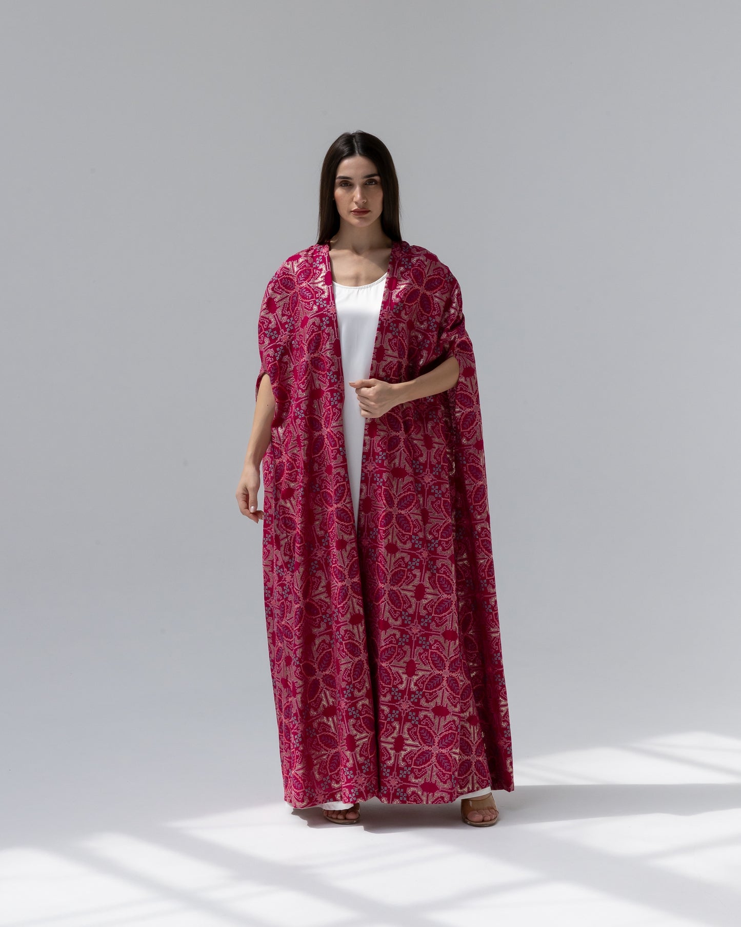 Hot Pink Kaftan with Embroidery Details