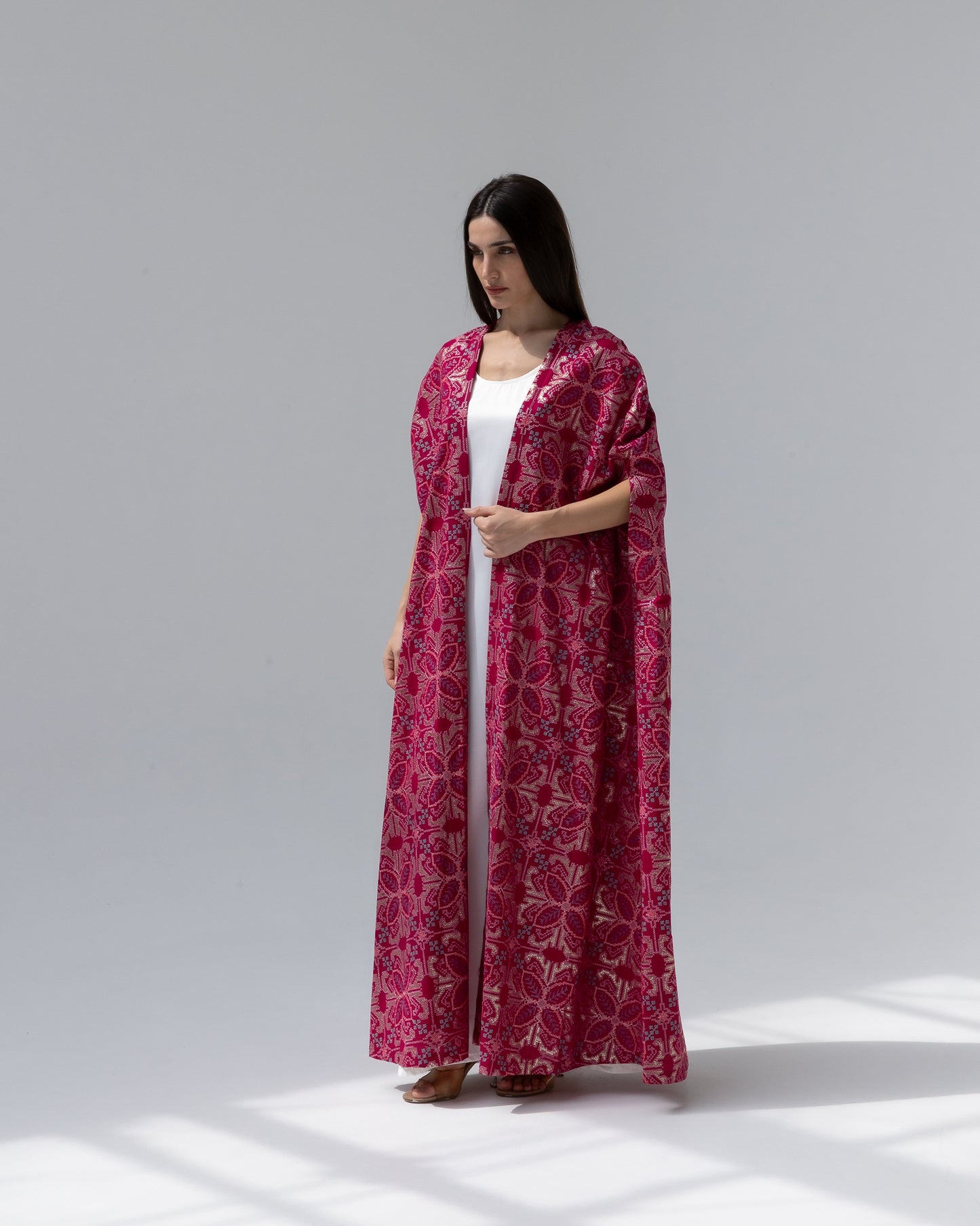 Hot Pink Kaftan with Embroidery Details