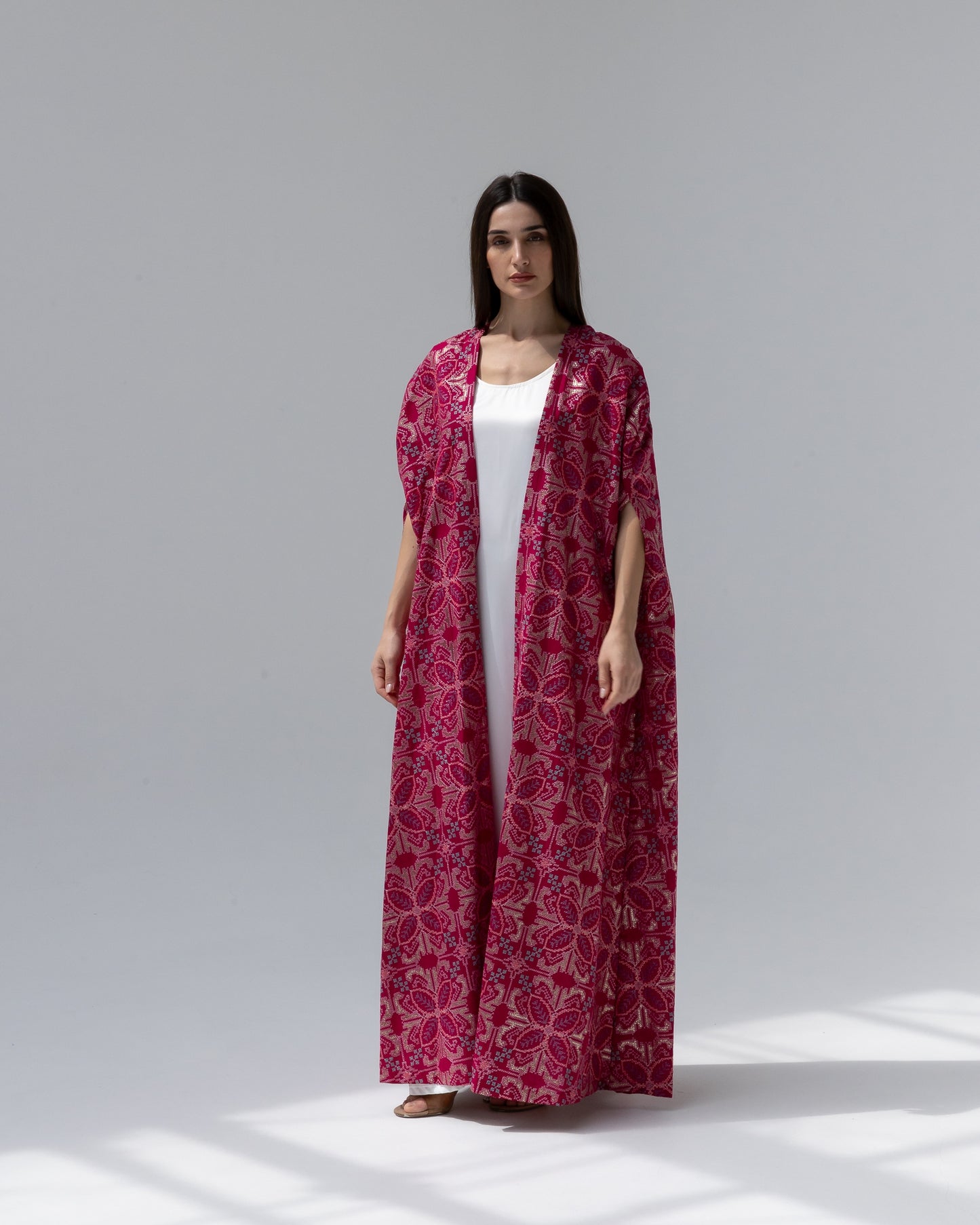 Hot Pink Kaftan with Embroidery Details