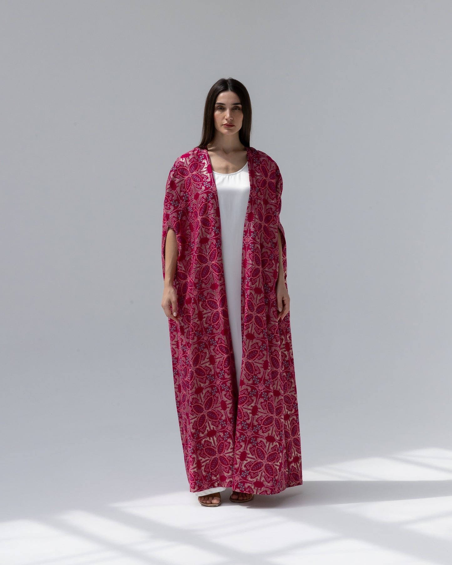 Hot Pink Kaftan with Embroidery Details