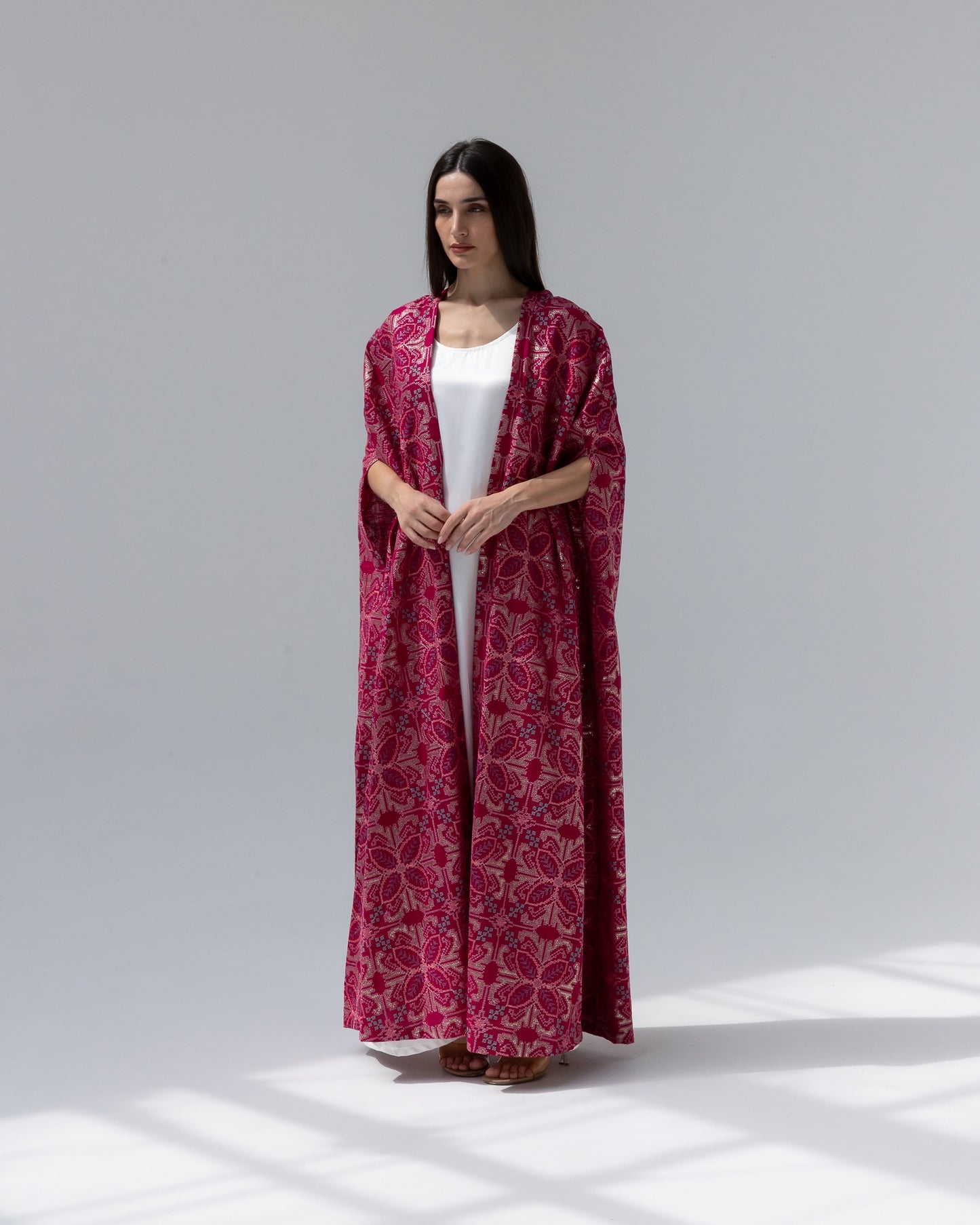 Hot Pink Kaftan with Embroidery Details