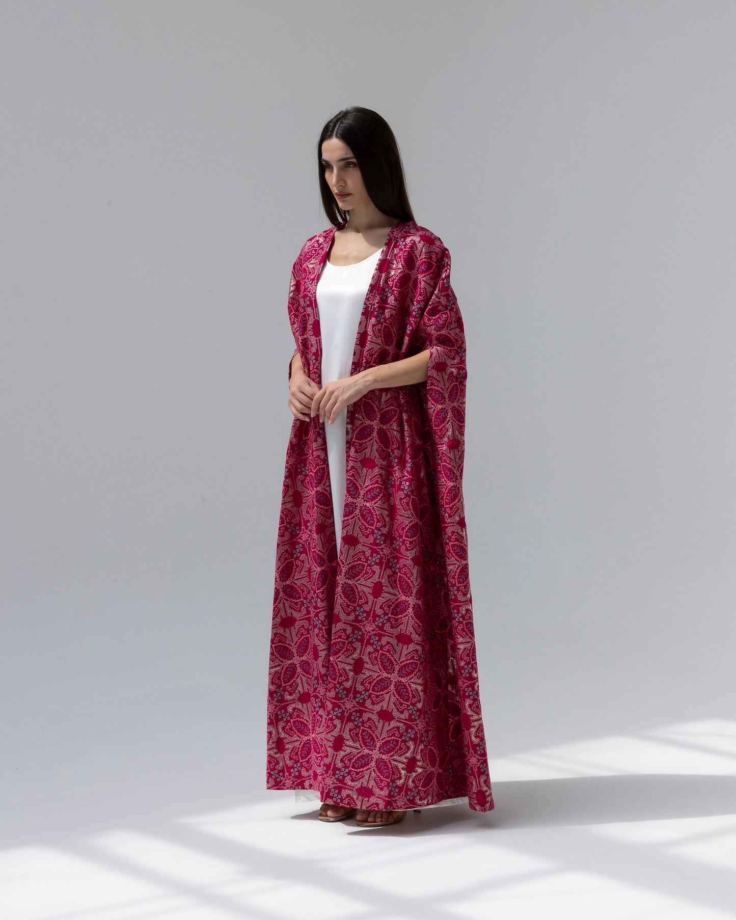 Hot Pink Kaftan with Embroidery Details