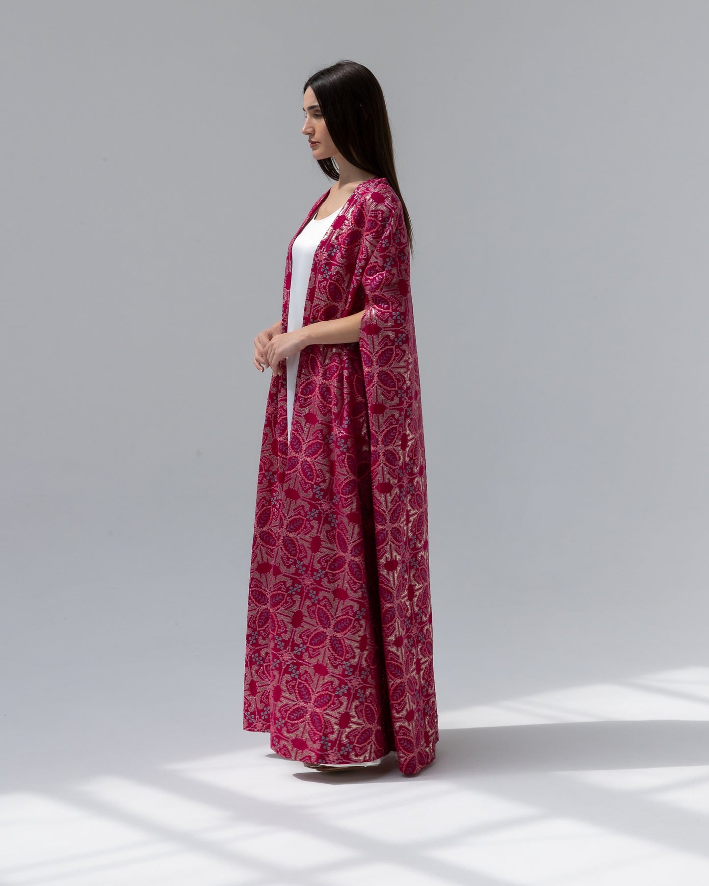 Hot Pink Kaftan with Embroidery Details