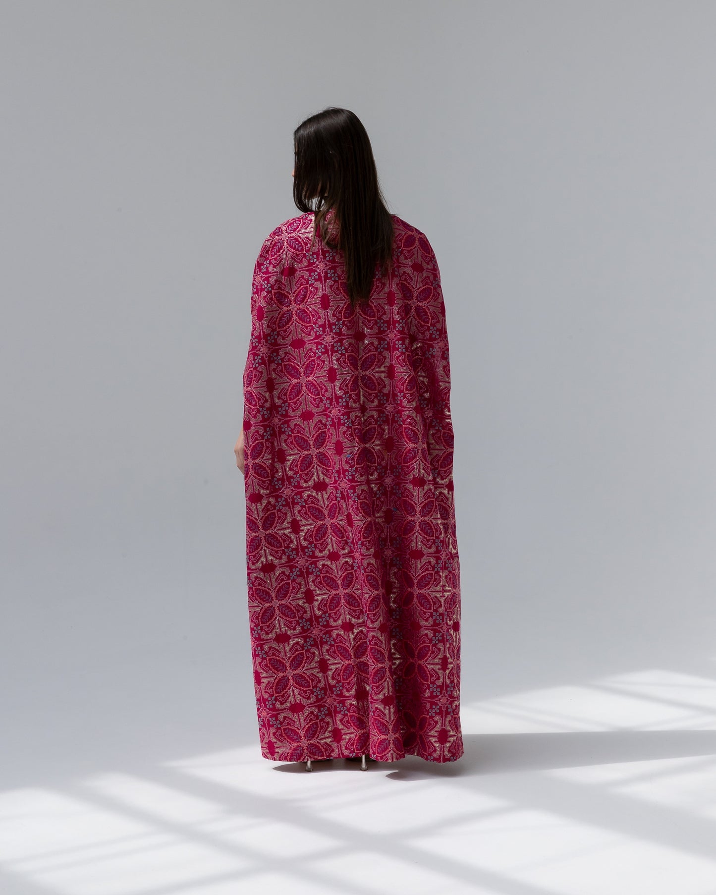 Hot Pink Kaftan with Embroidery Details