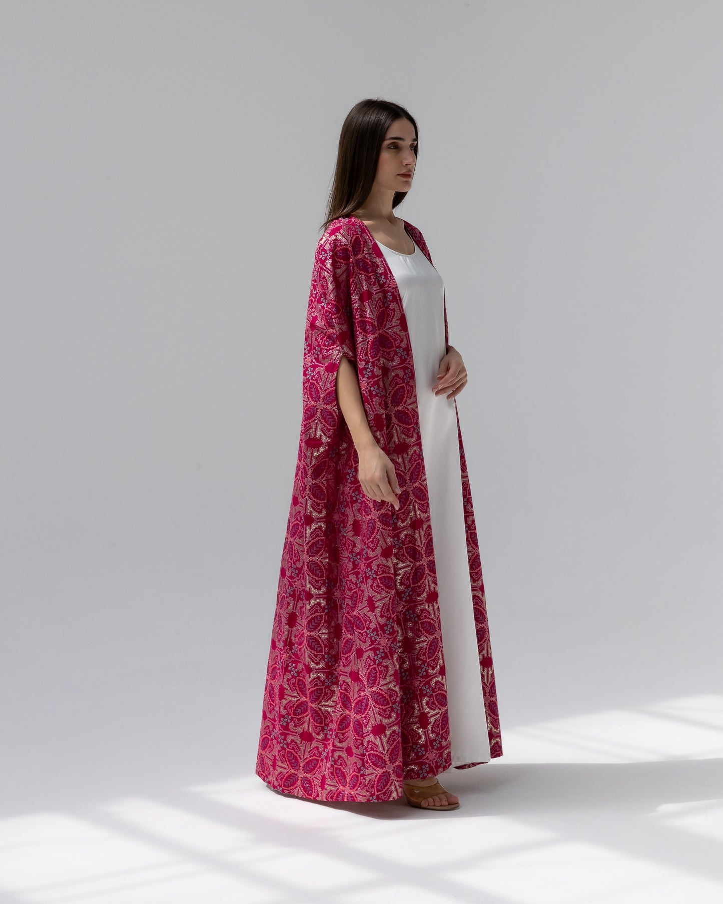 Hot Pink Kaftan with Embroidery Details