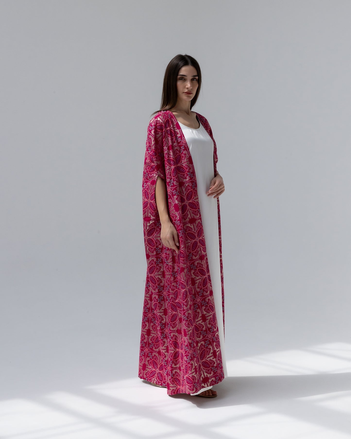 Hot Pink Kaftan with Embroidery Details