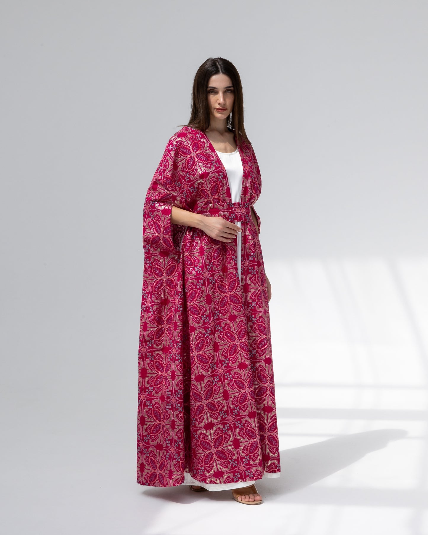 Hot Pink Kaftan with Embroidery Details