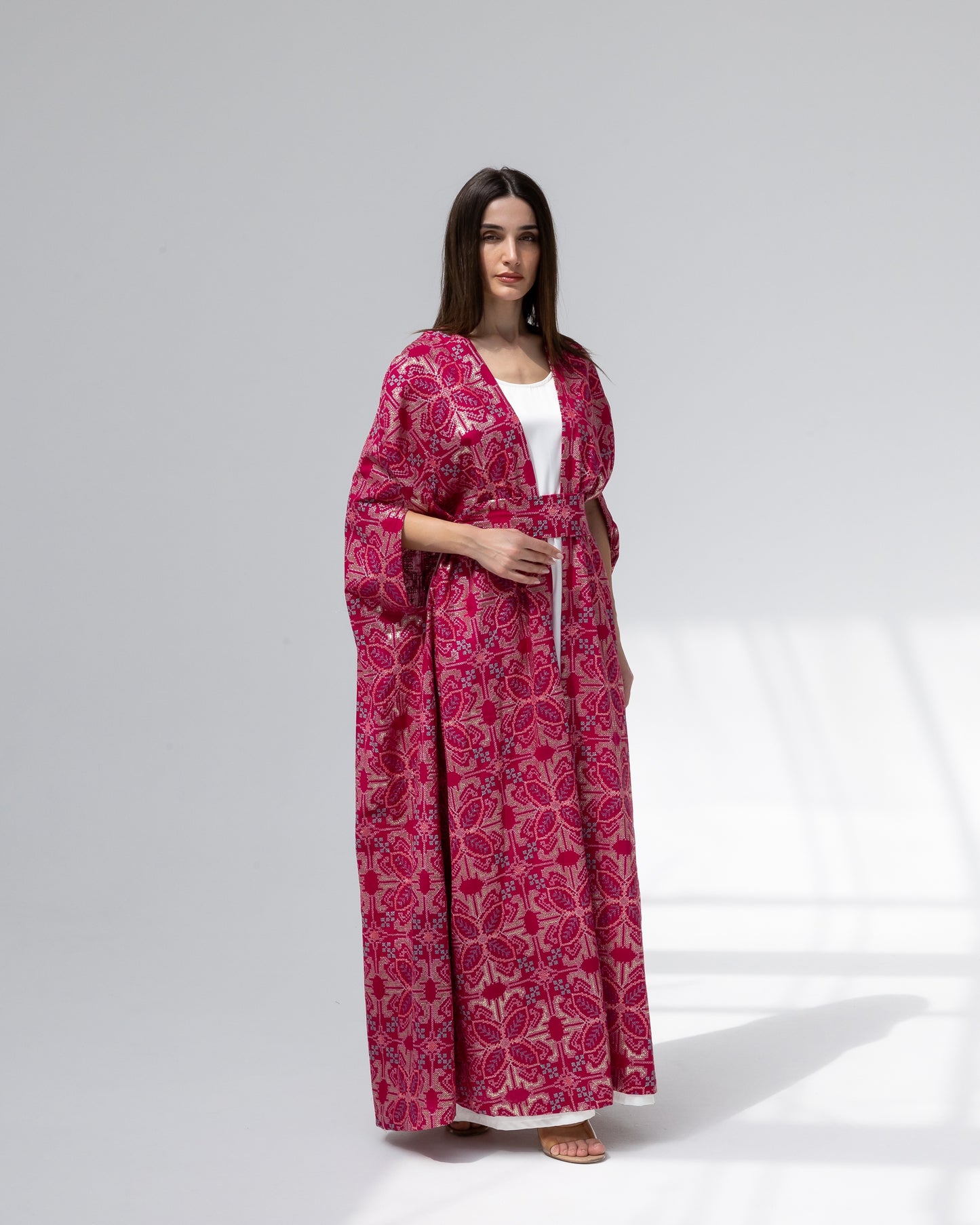 Hot Pink Kaftan with Embroidery Details