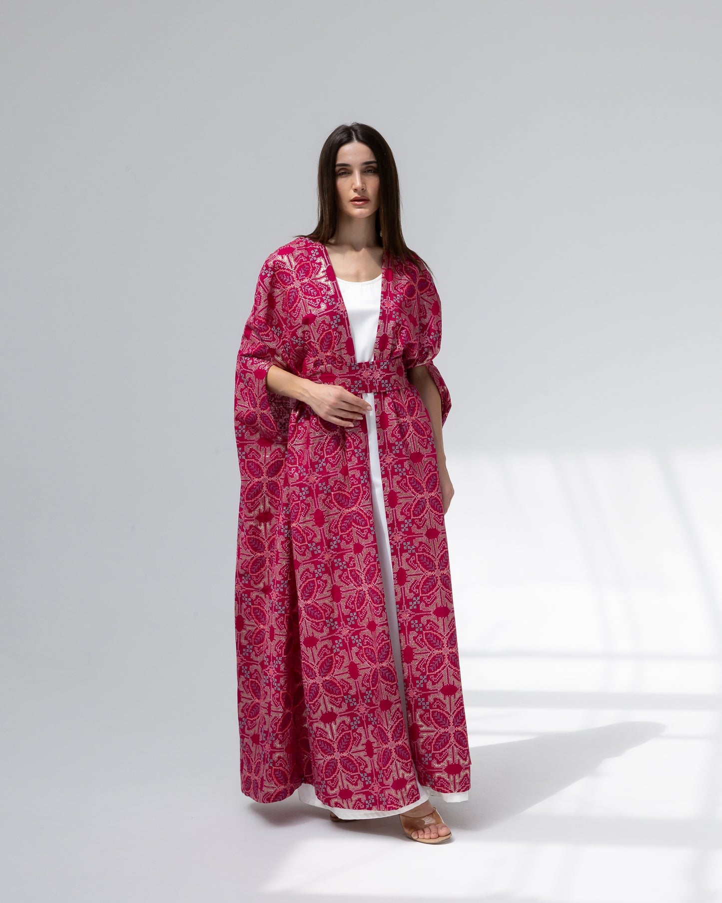 Hot Pink Kaftan with Embroidery Details