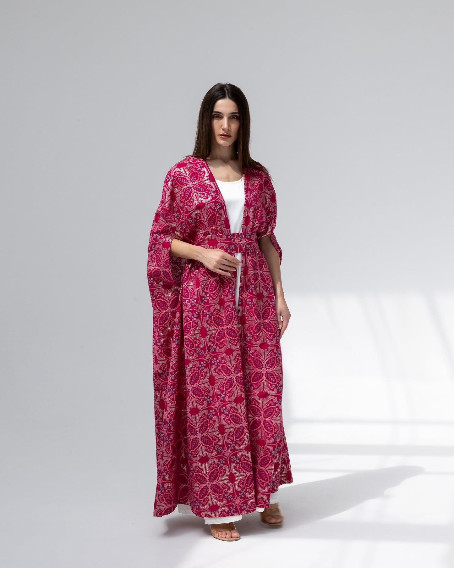 Hot Pink Kaftan with Embroidery Details