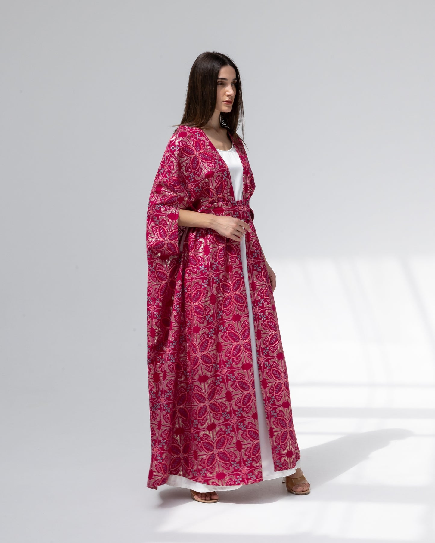 Hot Pink Kaftan with Embroidery Details