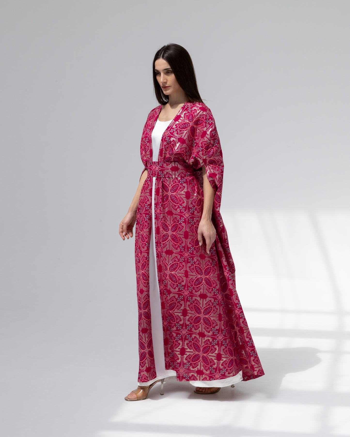 Hot Pink Kaftan with Embroidery Details