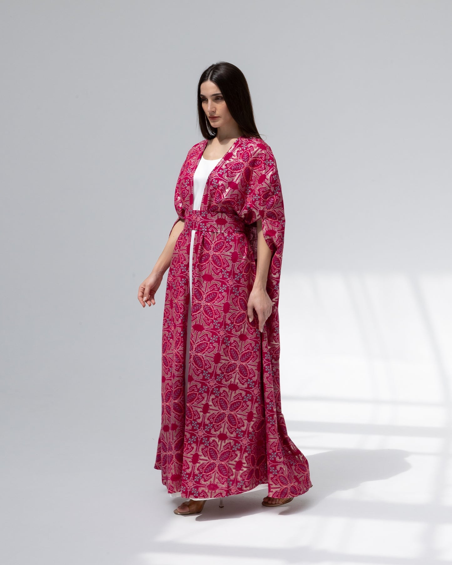 Hot Pink Kaftan with Embroidery Details
