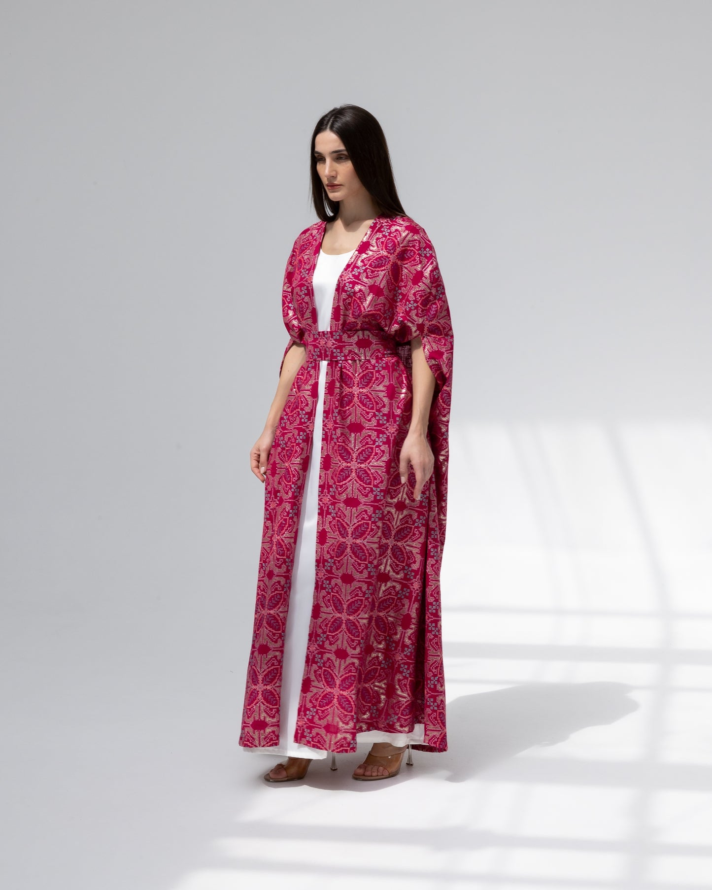 Hot Pink Kaftan with Embroidery Details