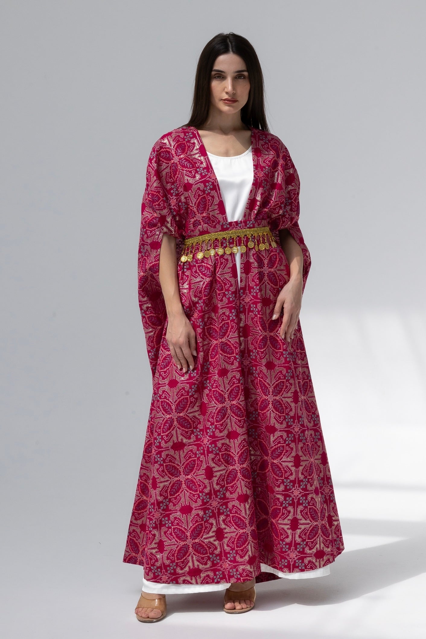 Hot Pink Kaftan with Embroidery Details