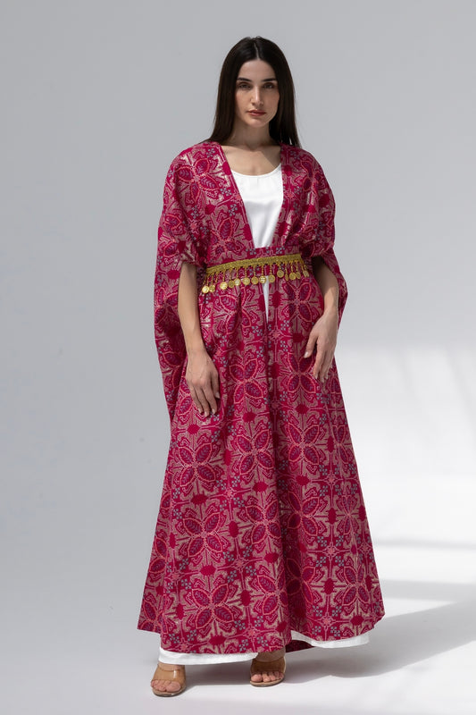 Hot Pink Kaftan with Embroidery Details