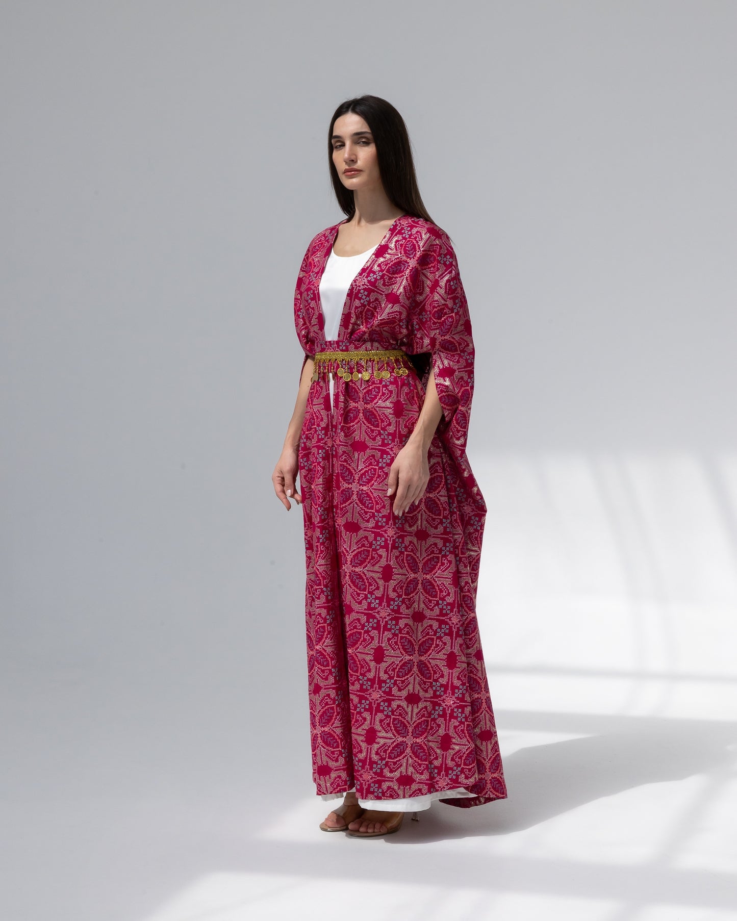 Hot Pink Kaftan with Embroidery Details