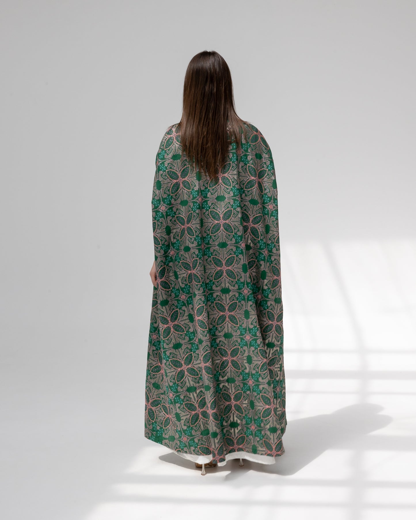 Emerald green kaftan with embroidery
