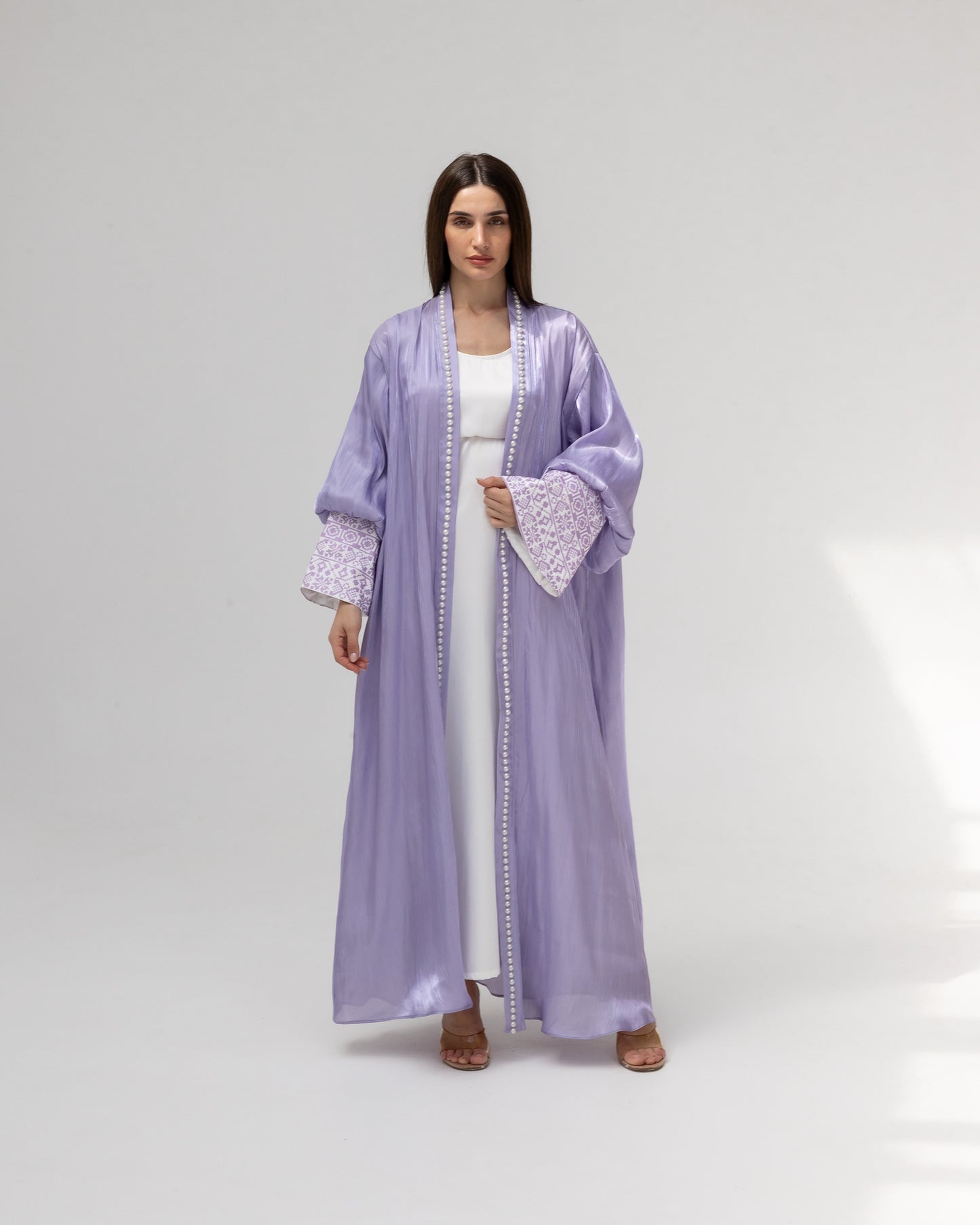 Lilac Abaya with Pearls and Embroidery