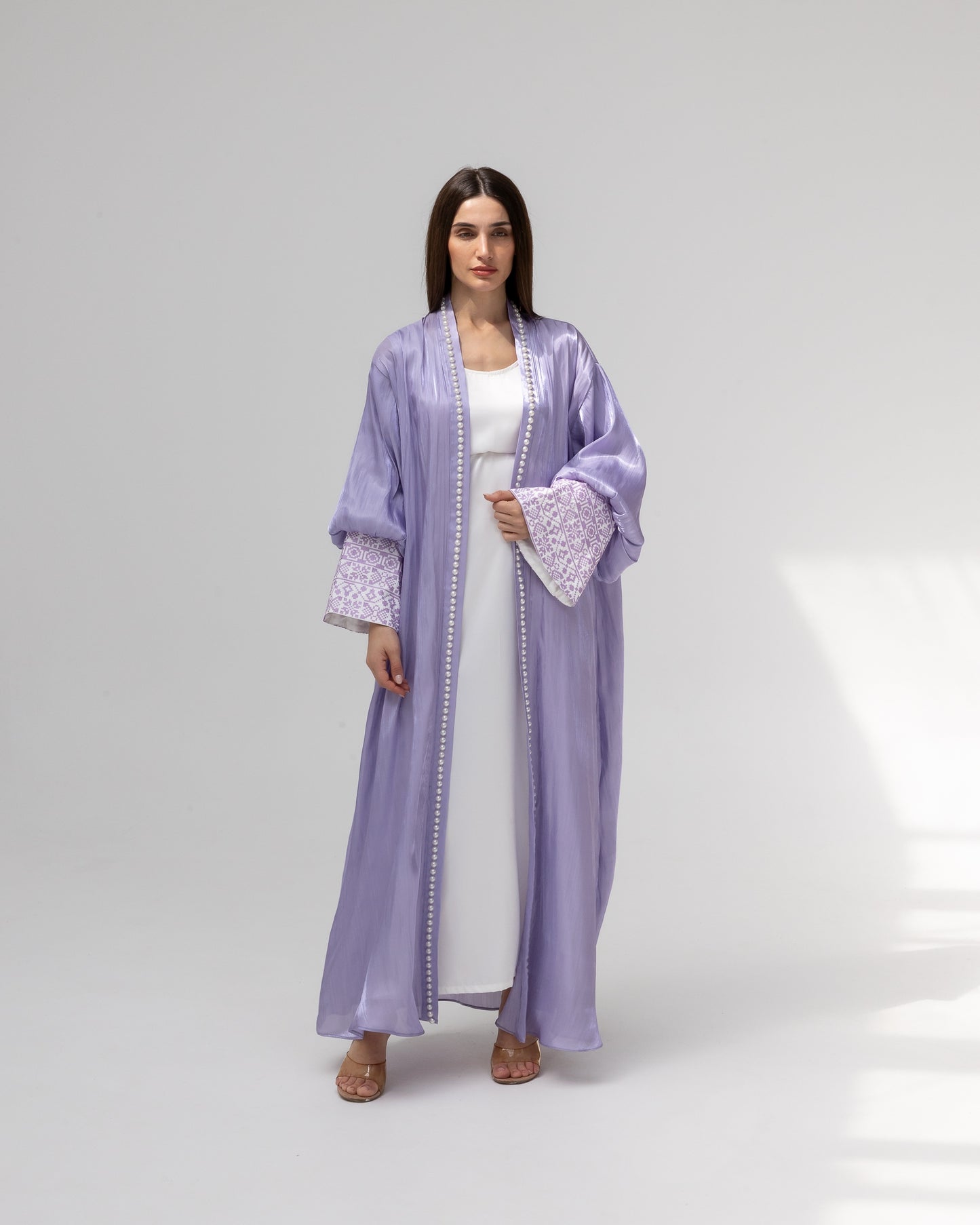 Lilac Abaya with Pearls and Embroidery