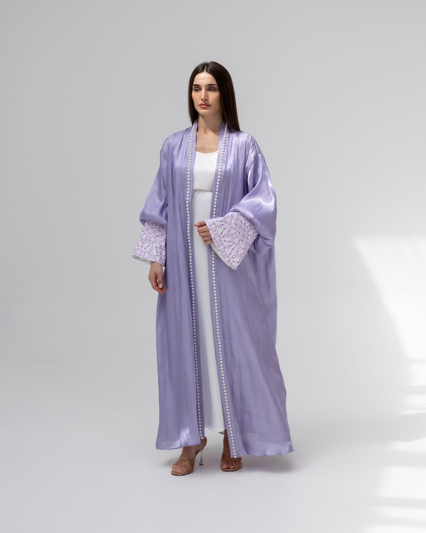 Lilac Abaya with Pearls and Embroidery