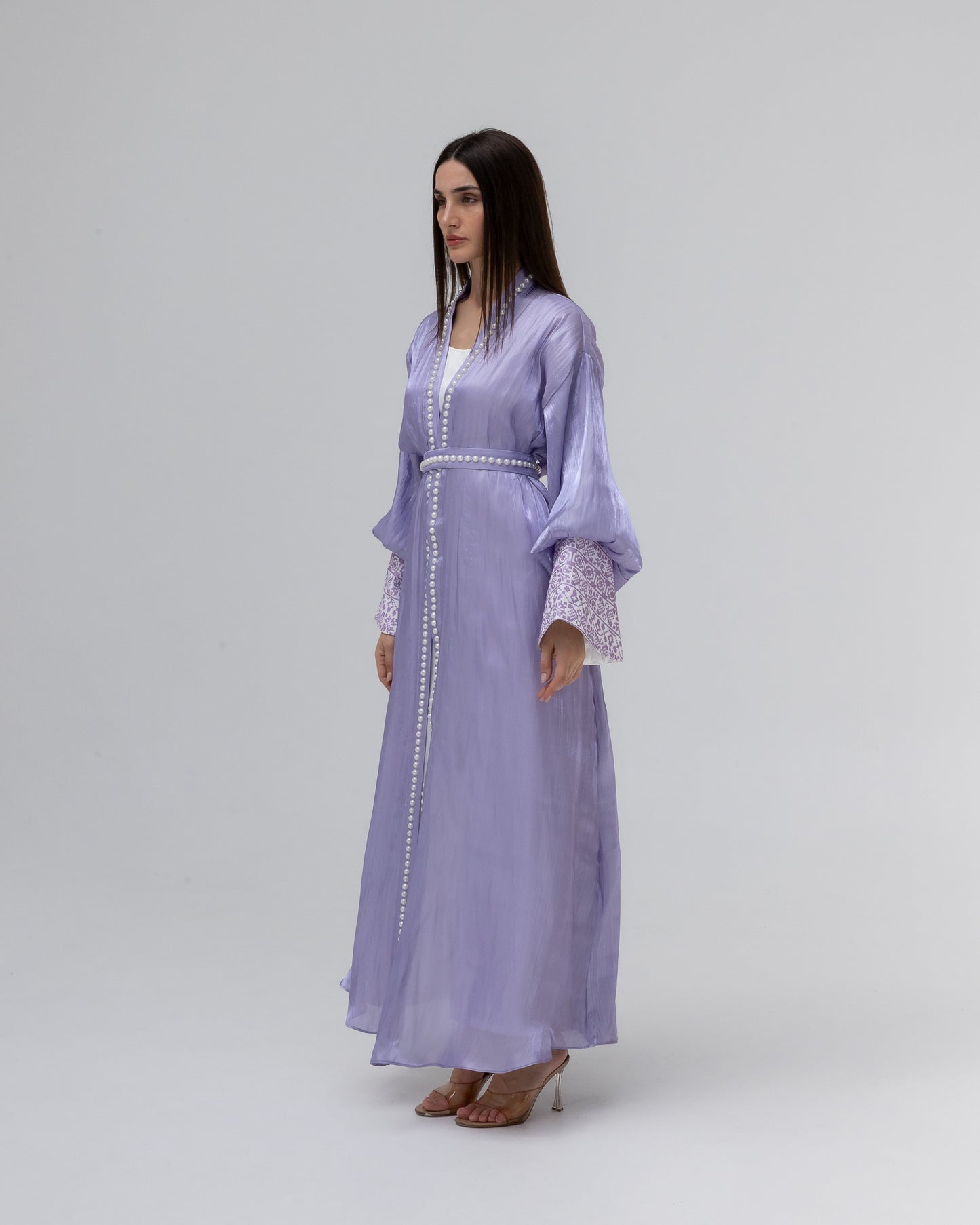 Lilac Abaya with Pearls and Embroidery