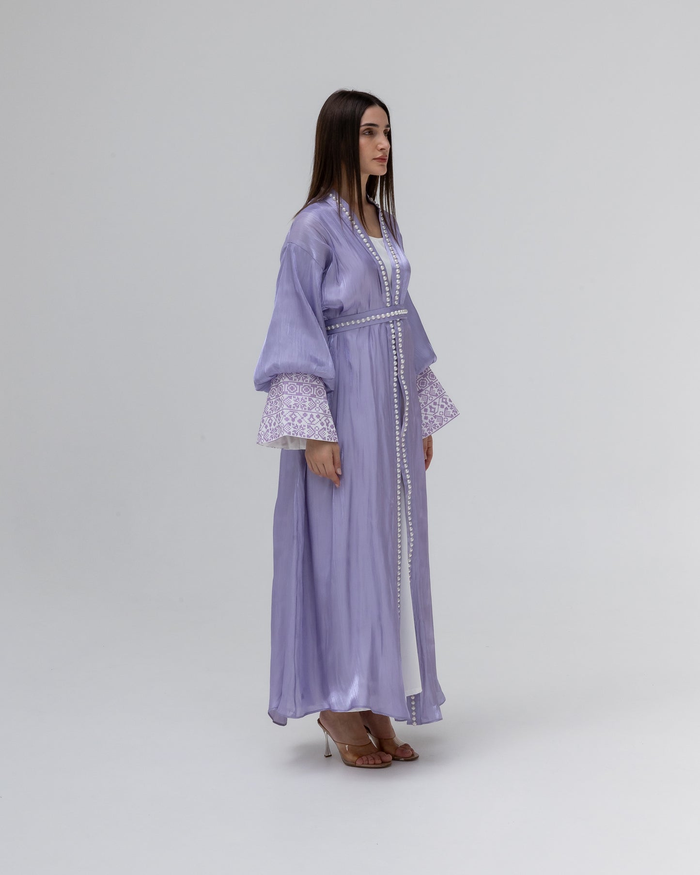 Lilac Abaya with Pearls and Embroidery