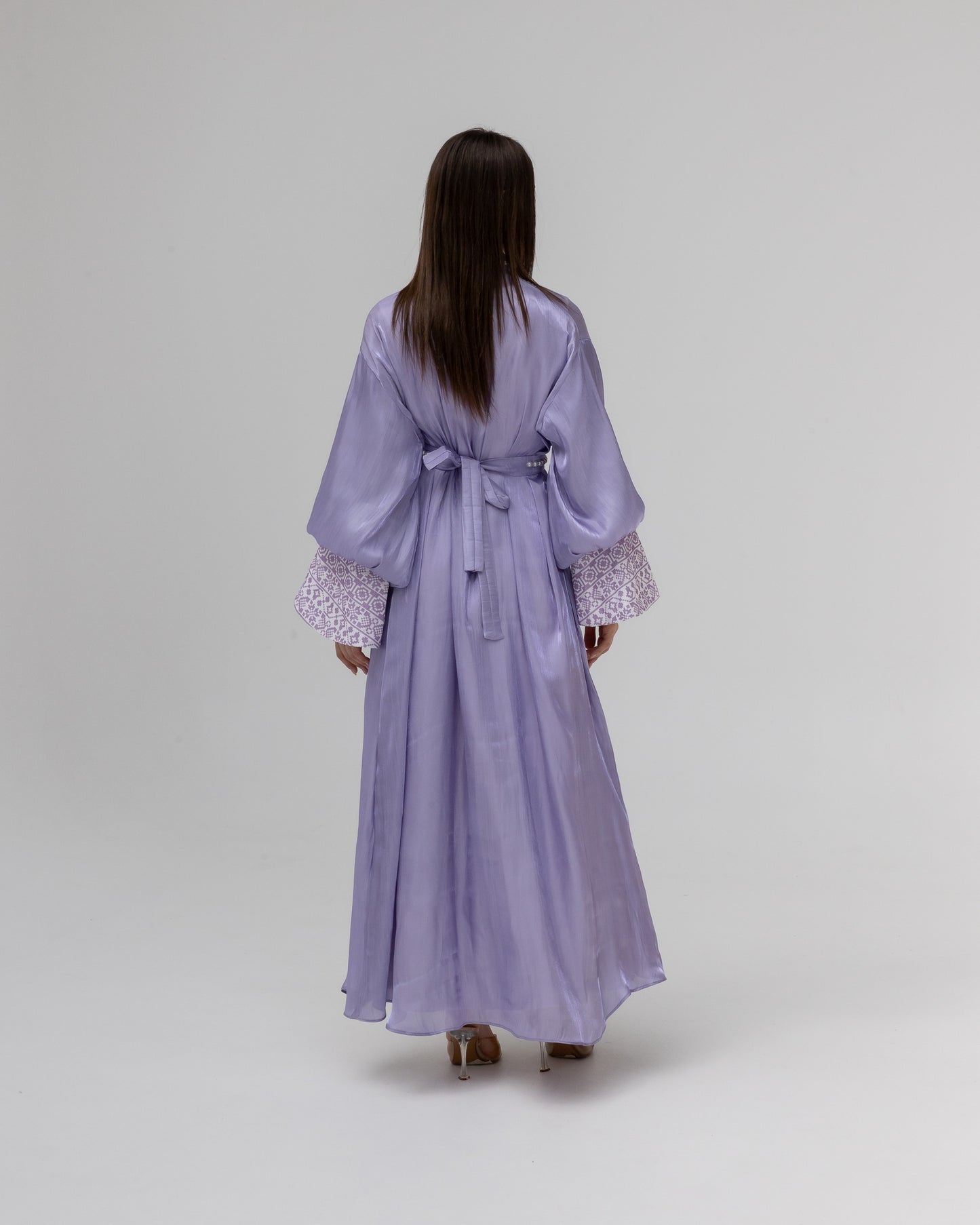 Lilac Abaya with Pearls and Embroidery