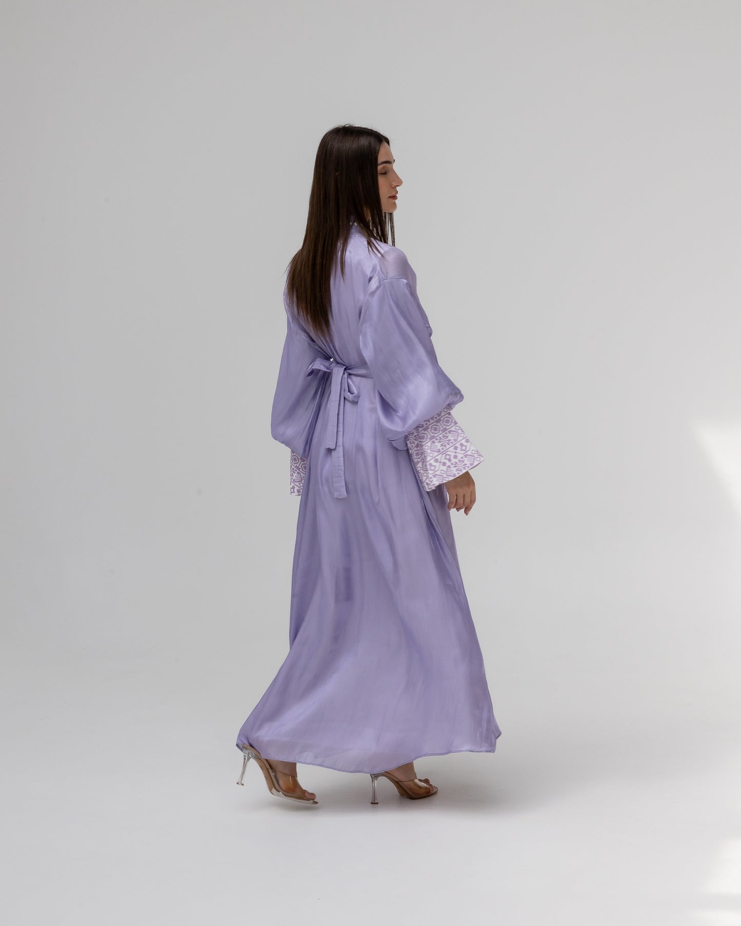 Lilac Abaya with Pearls and Embroidery