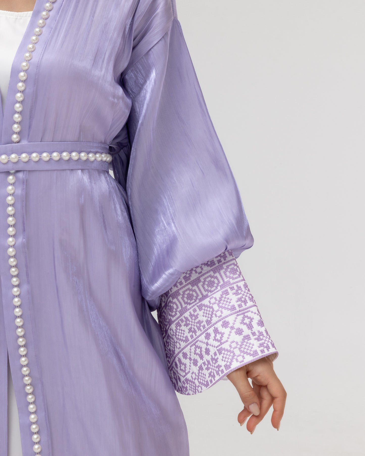 Lilac Abaya with Pearls and Embroidery