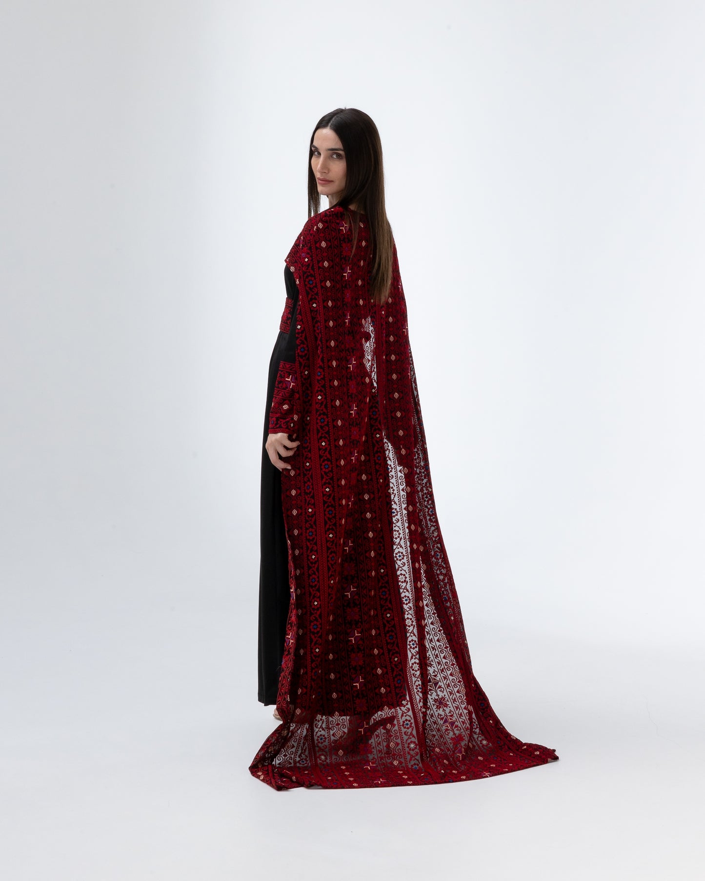 Black Dress with Embroidered Cape