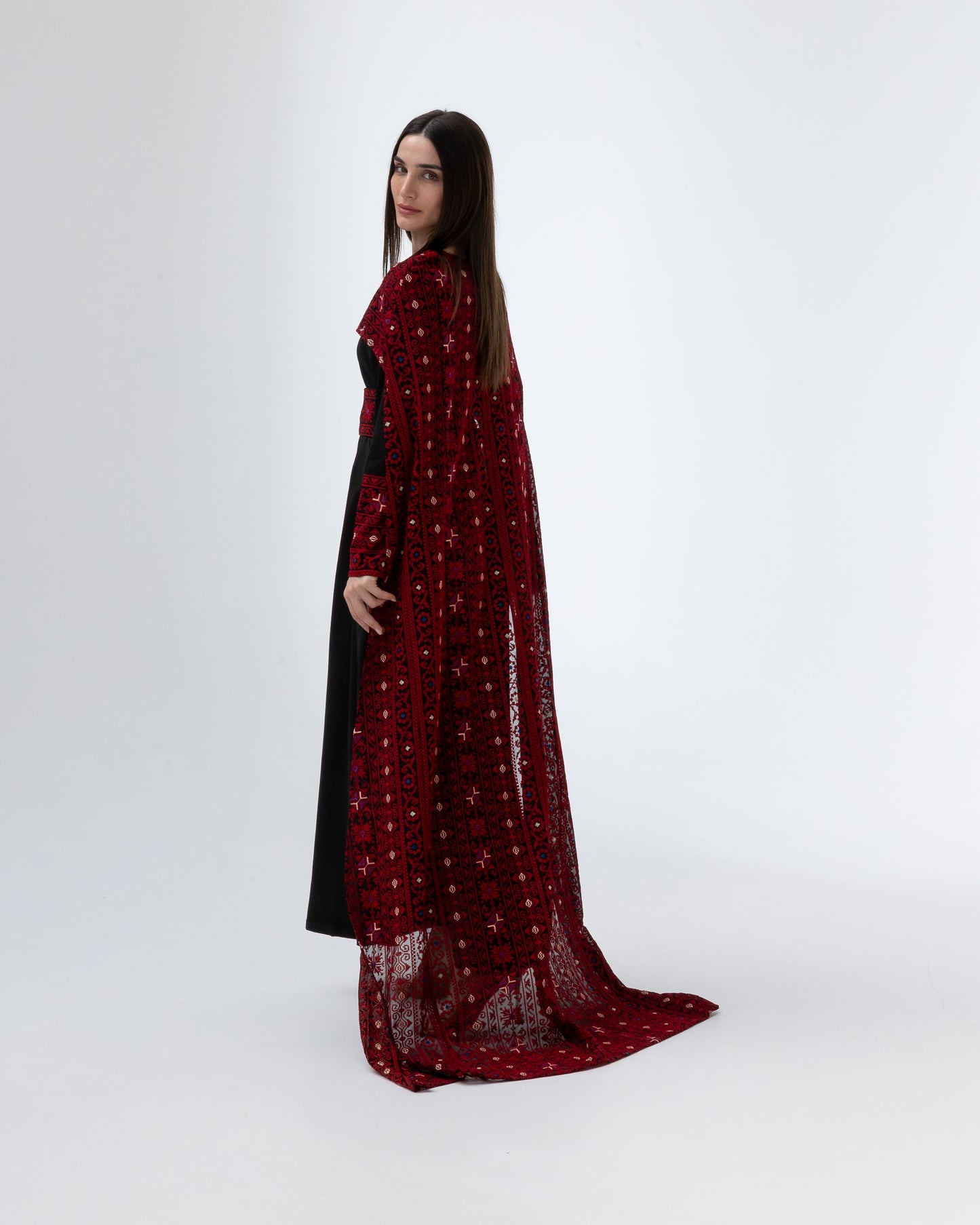 Black Dress with Embroidered Cape