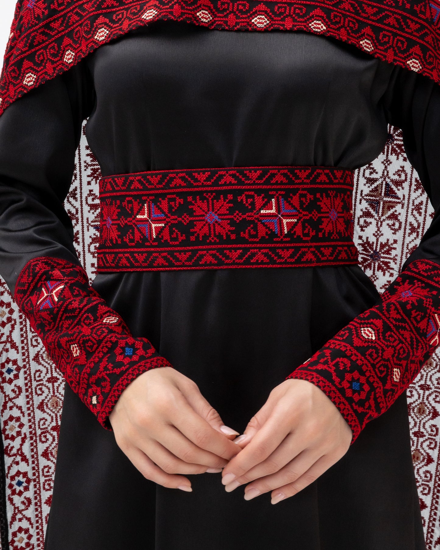 Black Dress with Embroidered Cape