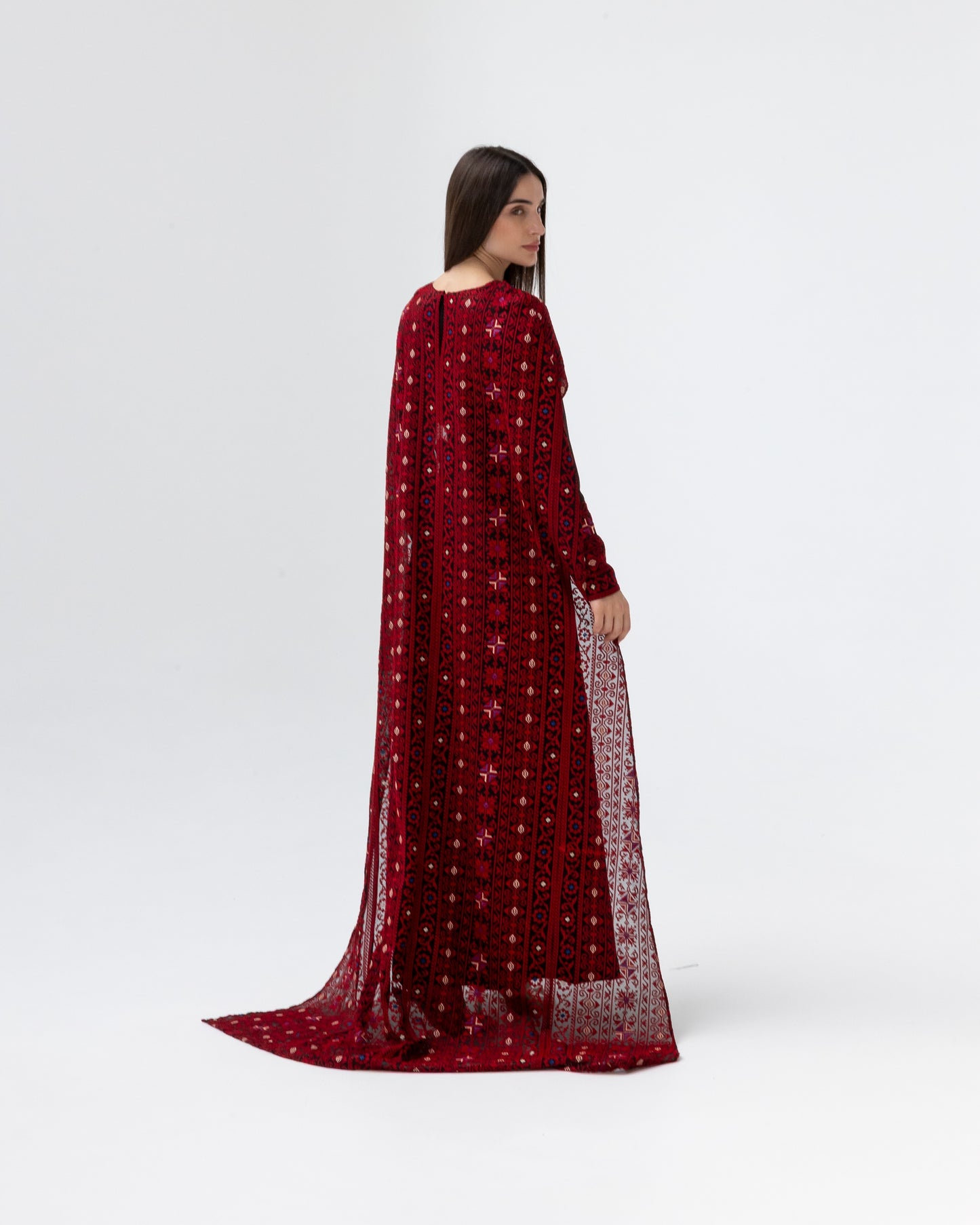 Black Dress with Embroidered Cape