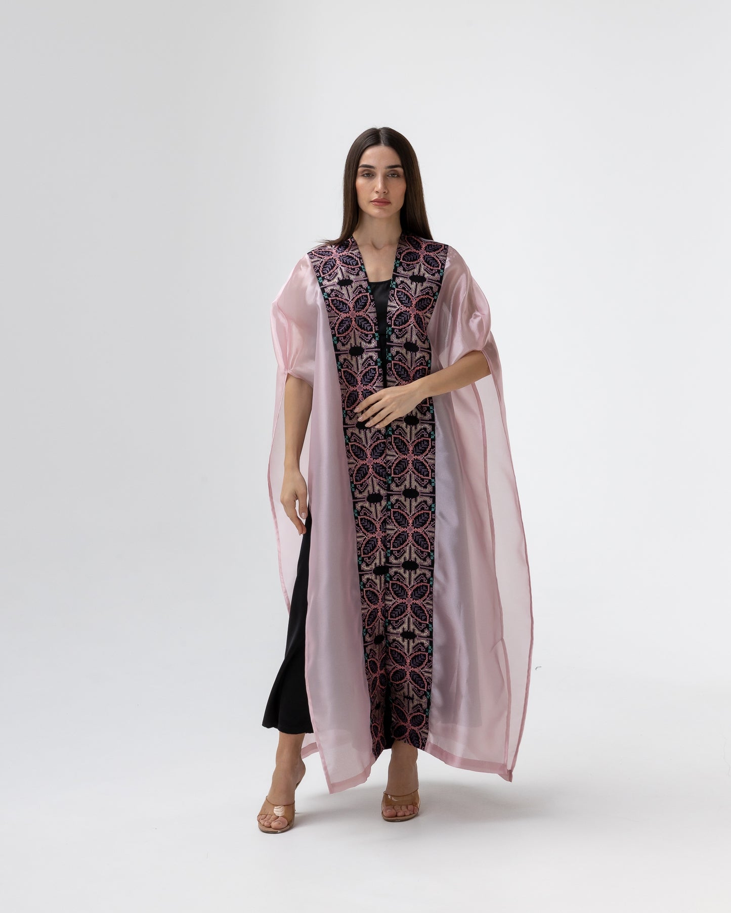 Light Pink Abaya with Embroidery