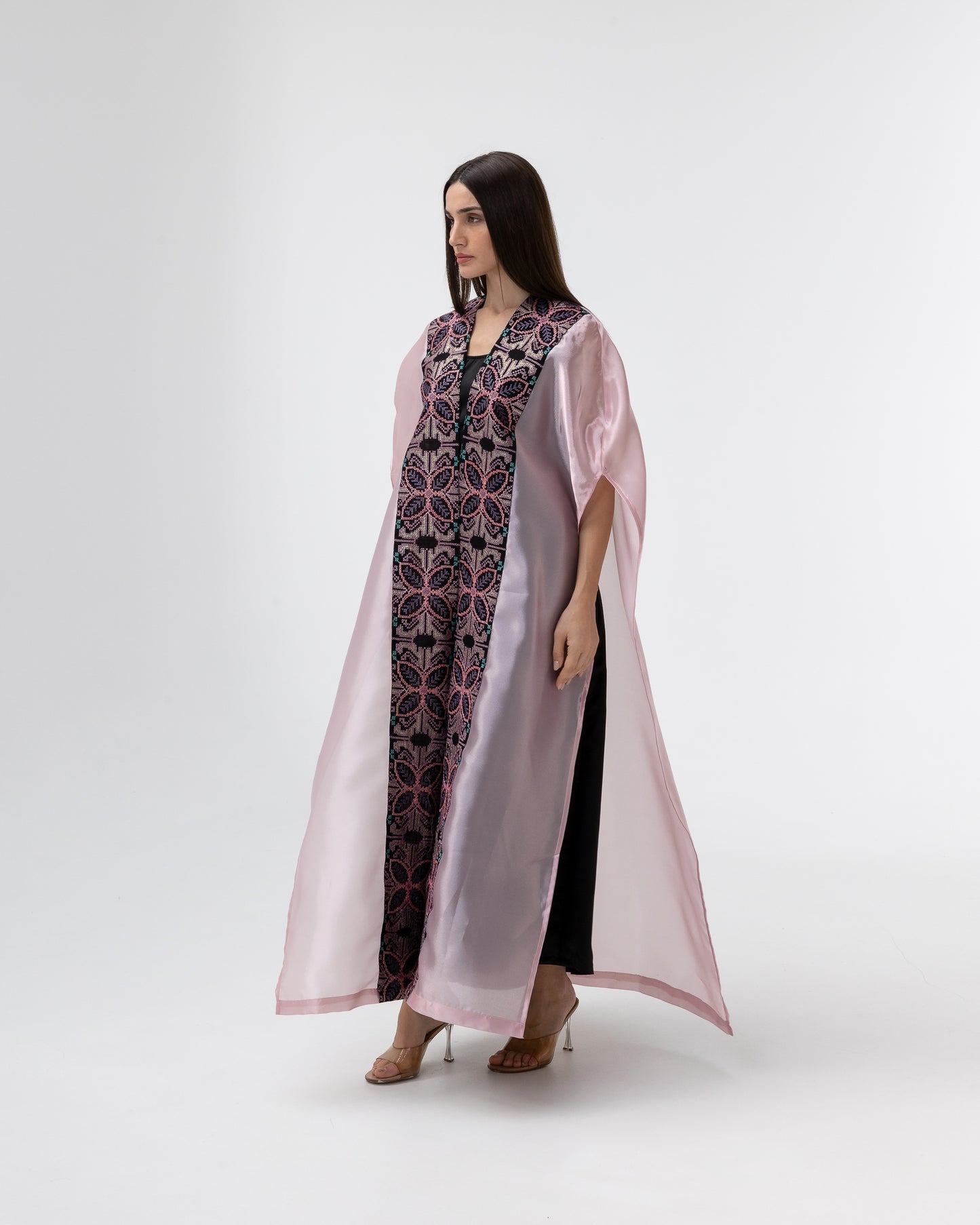 Light Pink Abaya with Embroidery