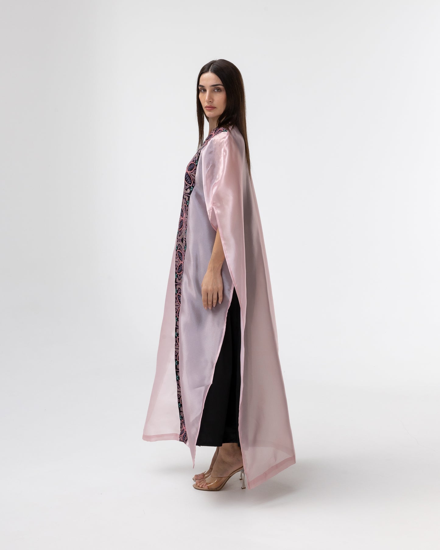 Light Pink Abaya with Embroidery