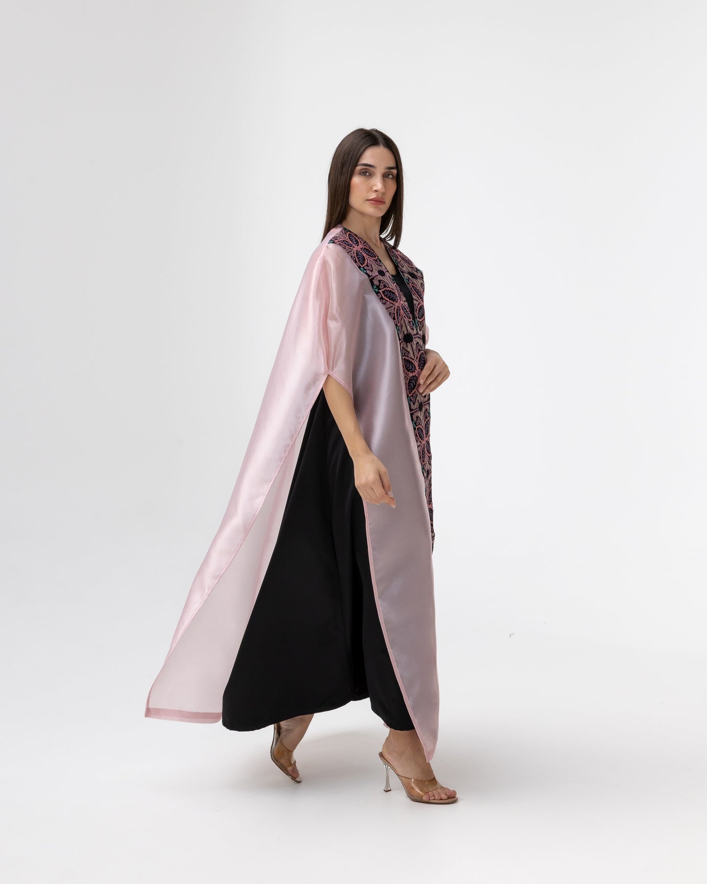 Light Pink Abaya with Embroidery