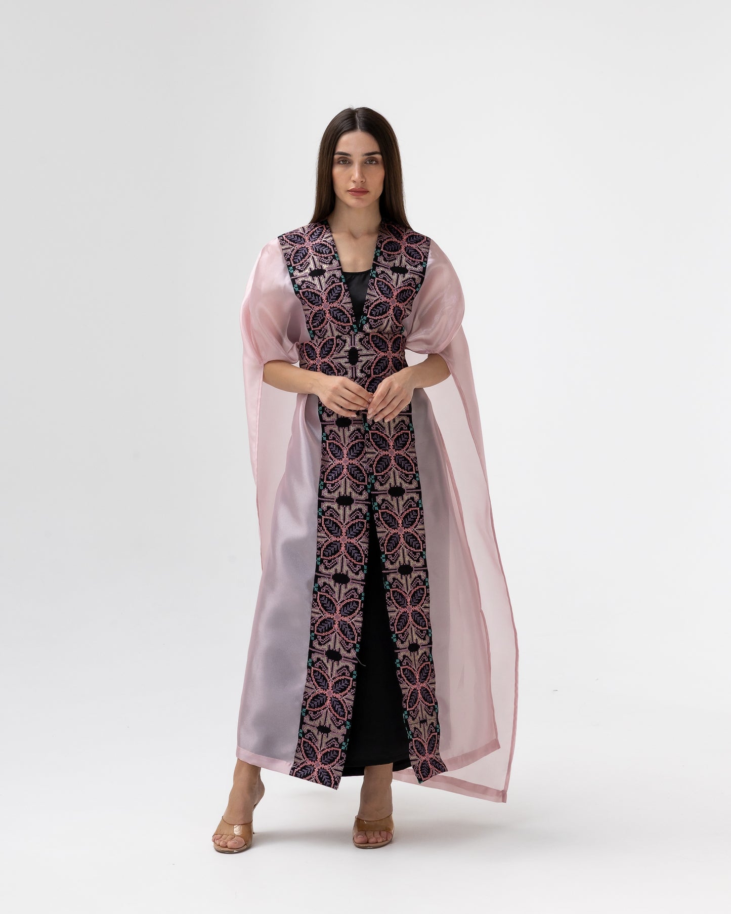 Light Pink Abaya with Embroidery