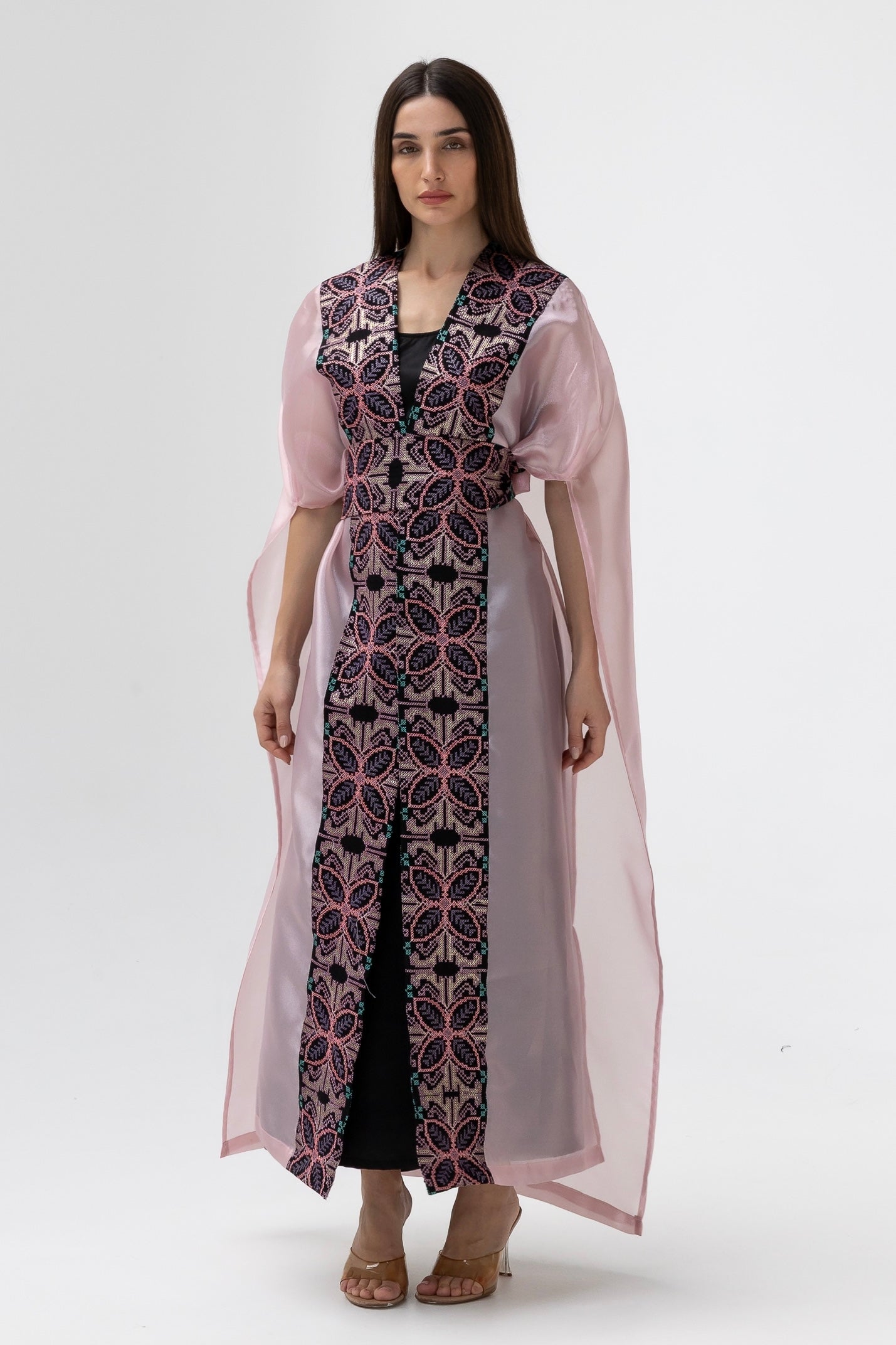 Light Pink Abaya with Embroidery