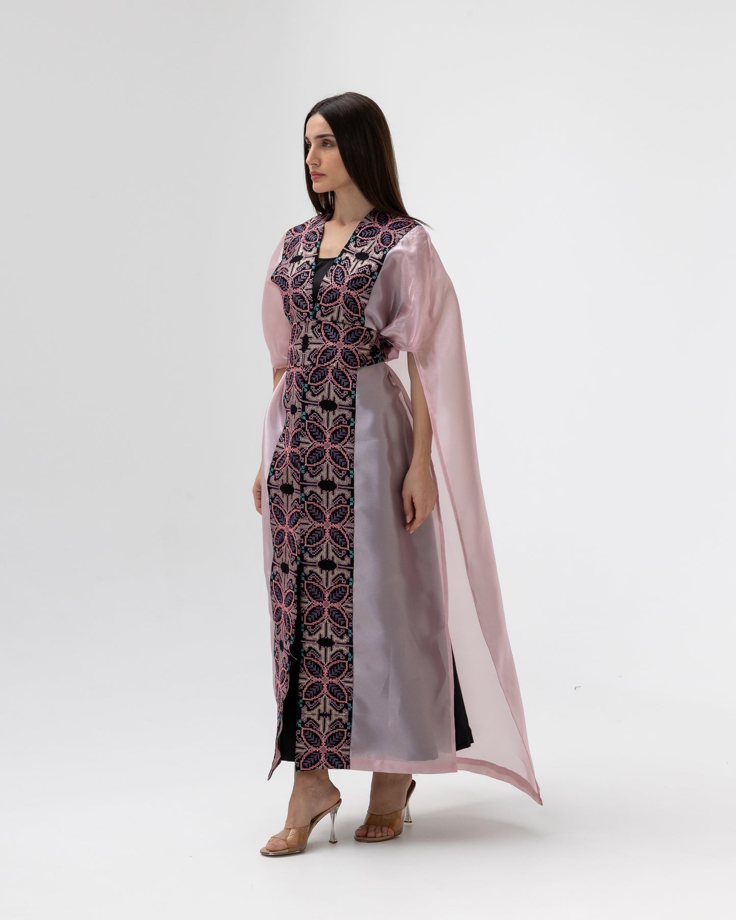 Light Pink Abaya with Embroidery