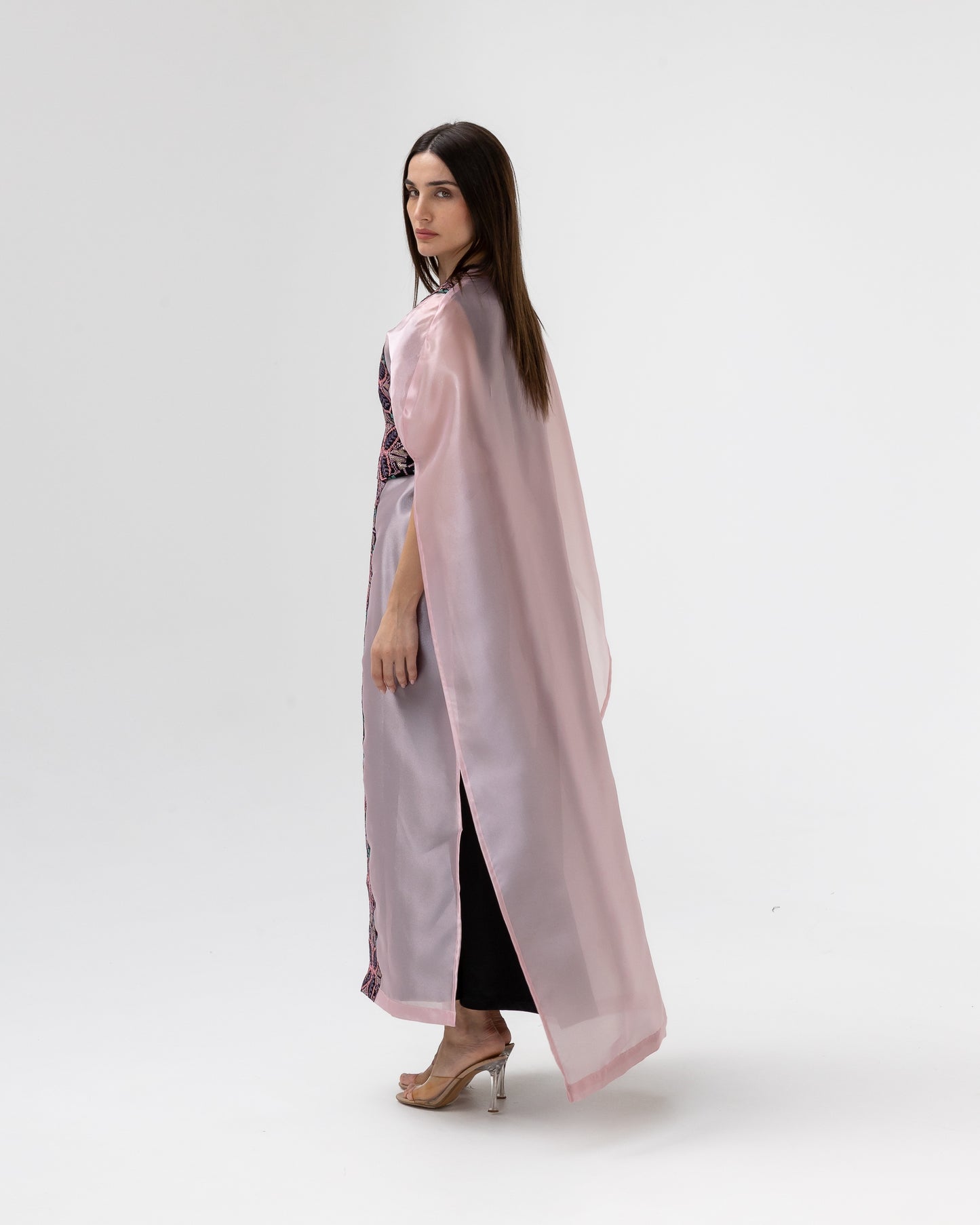 Light Pink Abaya with Embroidery