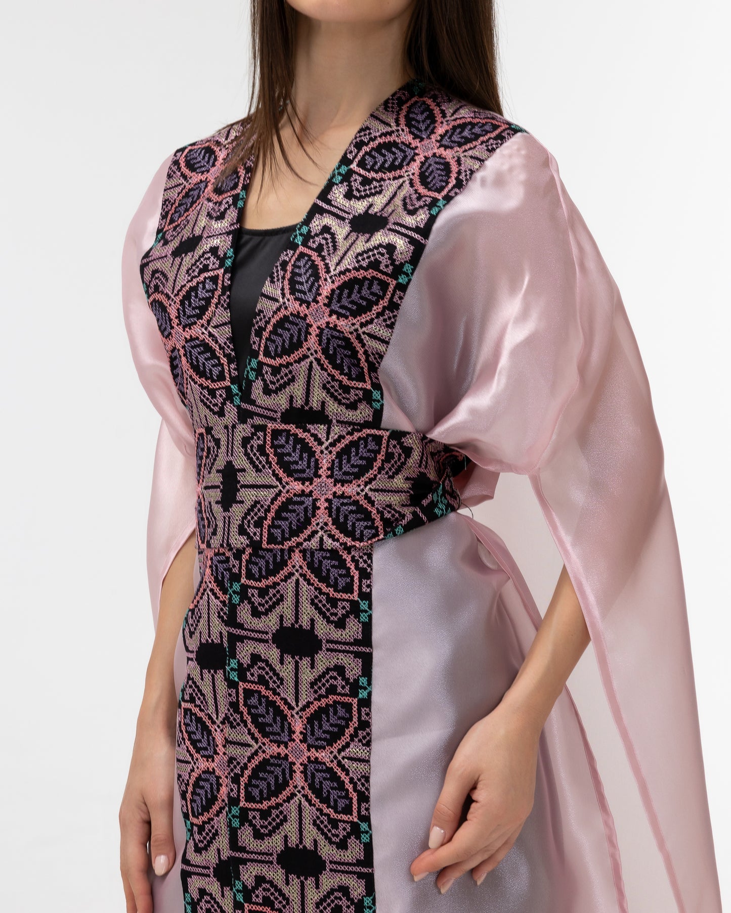 Light Pink Abaya with Embroidery
