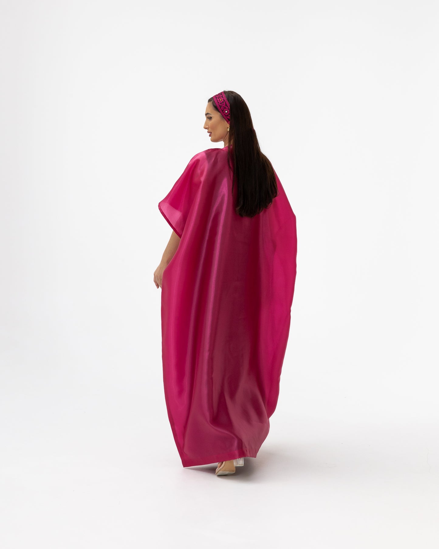 Fuchsia Pink Kaftan with Embroidery