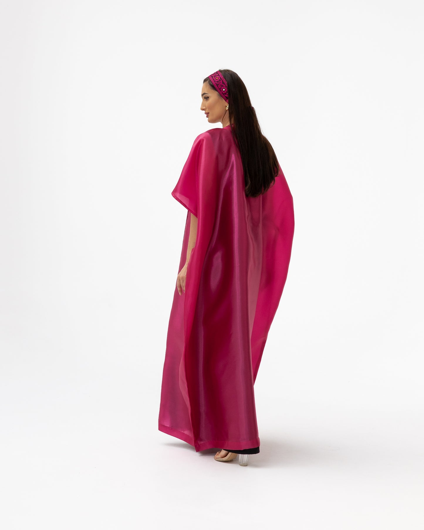 Fuchsia Pink Kaftan with Embroidery