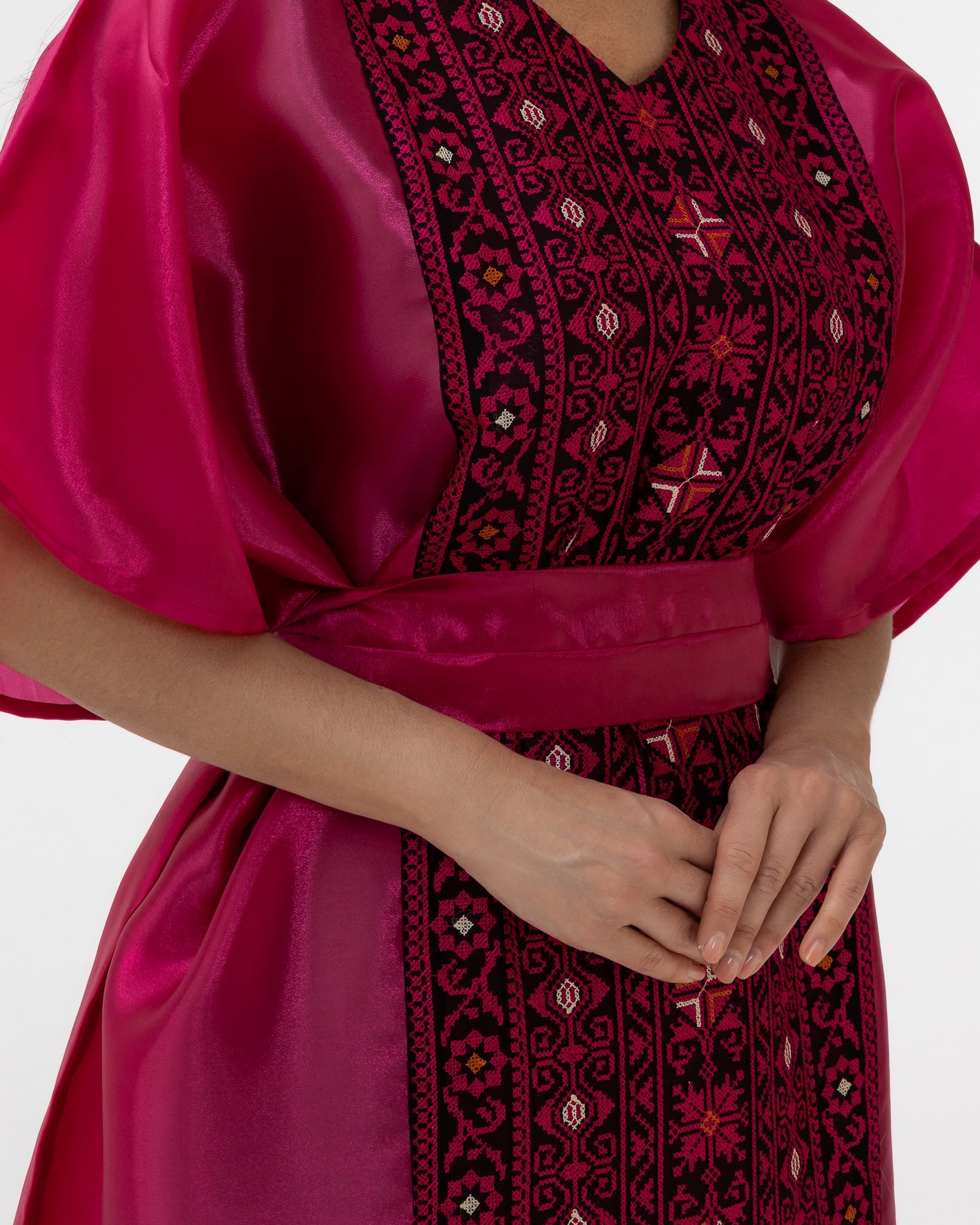 Fuchsia Pink Kaftan with Embroidery