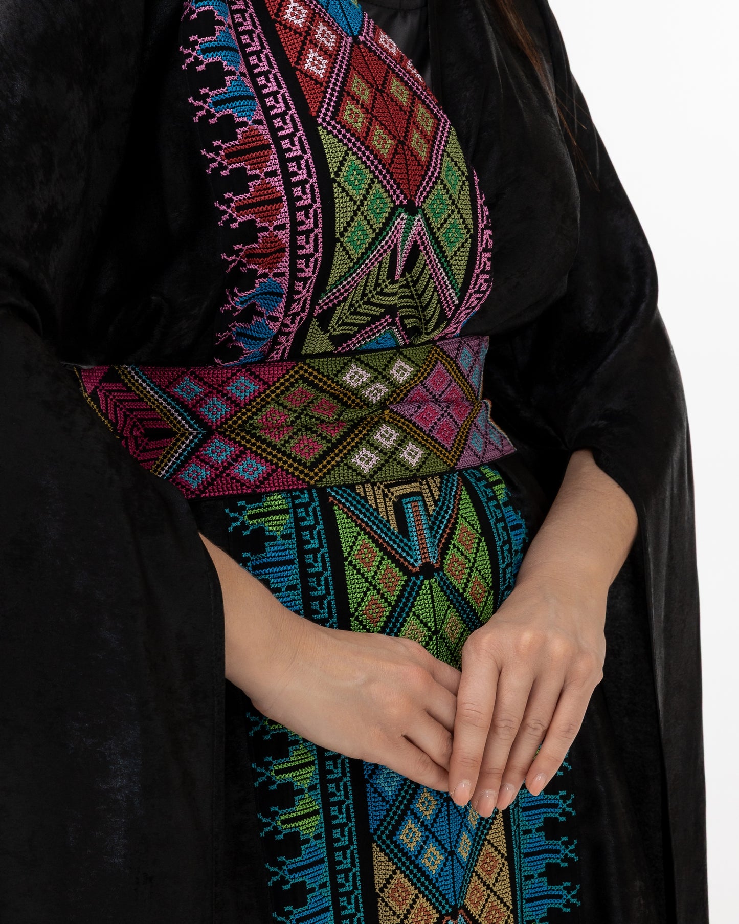 Black Abaya with Flowing Sleeves & Embroidered Details