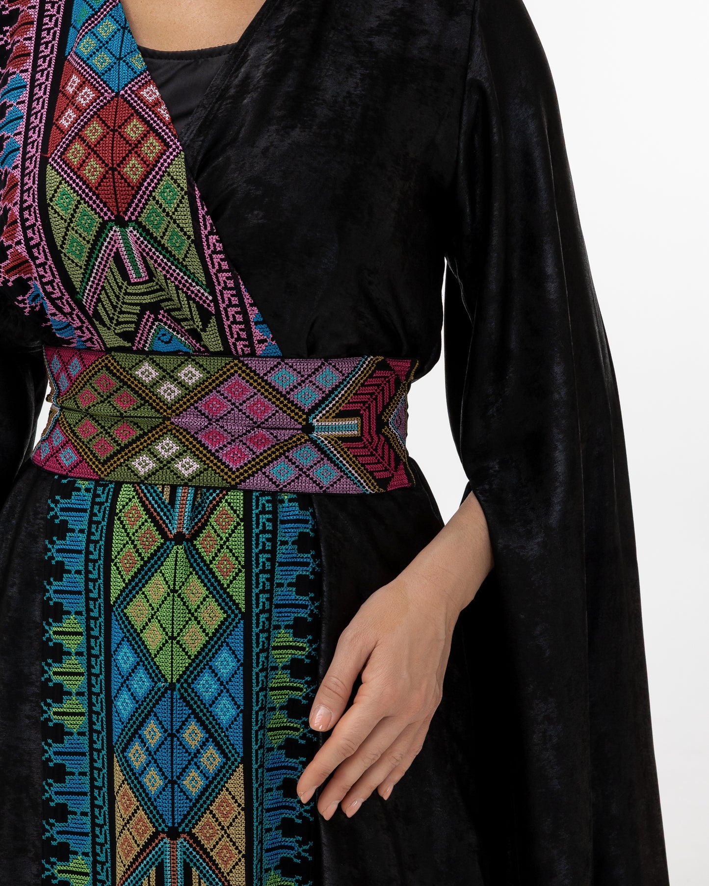 Black Abaya with Flowing Sleeves & Embroidered Details